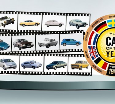 Collage med 12 tidligere vindere af Car of the Year