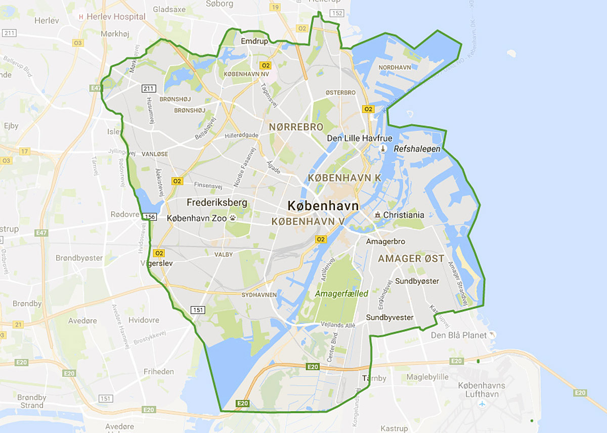 Zonen, hor man kan hente og aflevere en bil, dækker indtil videre København og Frederiksberg kommuner samt lufthavnen i Kastrup.